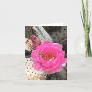 Roze cactus ventilator met bijenkaart bedankkaart