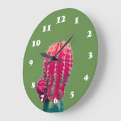 Roze Cactus Wall Clock fotografie Grote Klok (Hoek)