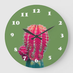 Roze Cactus Wall Clock fotografie Grote Klok