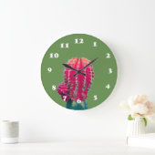 Roze Cactus Wall Clock fotografie Grote Klok (Huis)