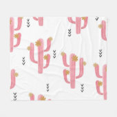  Roze Cactus Waterverf Patroon Fleece Deken (Voorkant (Horizontaal))