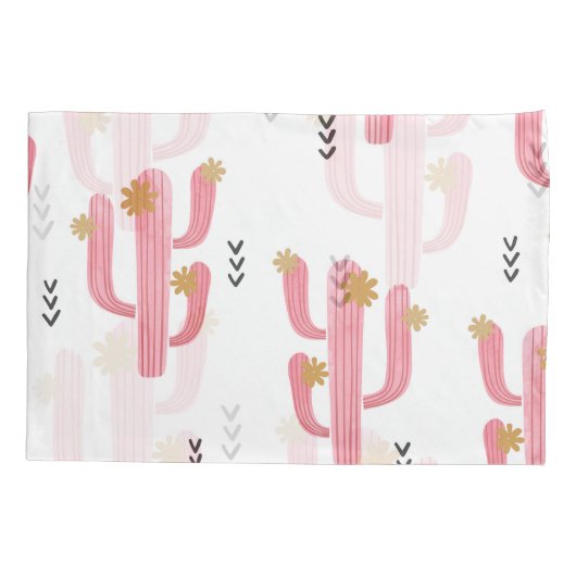  Roze Cactus Waterverf Patroon Kussensloop (Achterkant)