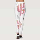  Roze Cactus Waterverf Patroon Leggings (Achterkant)