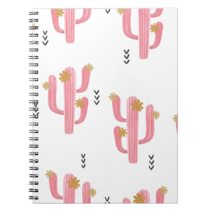 Roze Cactus Waterverf Patroon Notitieboek