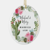 Roze Cactus Wedding Ornament Gift (Rechts)