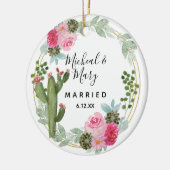 Roze Cactus Wedding Ornament Gift (Links)