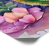 Roze Cactus Woestijn Bloemen Kunst Poster - Arizon (Hoek)