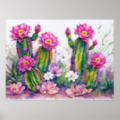 Roze Cactus Woestijn Bloemen Kunst Poster - Arizon (Voorkant)