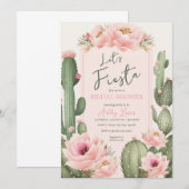 Roze Cactusbloemen, Groene Blush Woestijn Kaart (Voorkant / Achterkant)