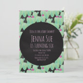 Roze Cactuspatroon Groene Baby Shower Feest (Staand voorkant)