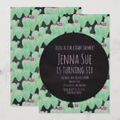 Roze Cactuspatroon Groene Baby Shower Feest (Voorkant / Achterkant)