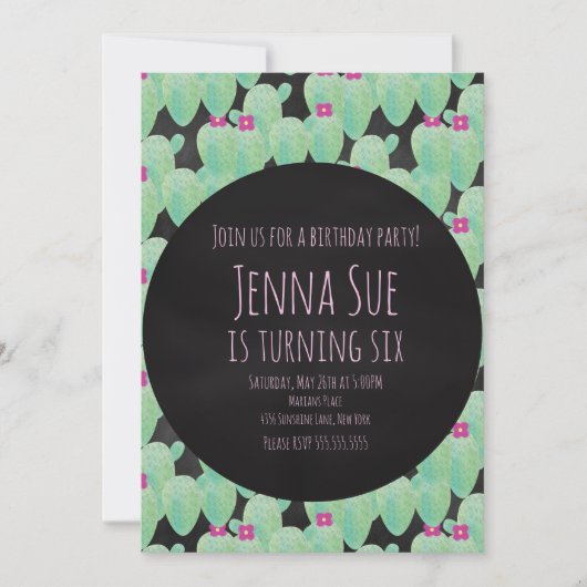 Roze Cactuspatroon Groene Feestje (Voorkant)