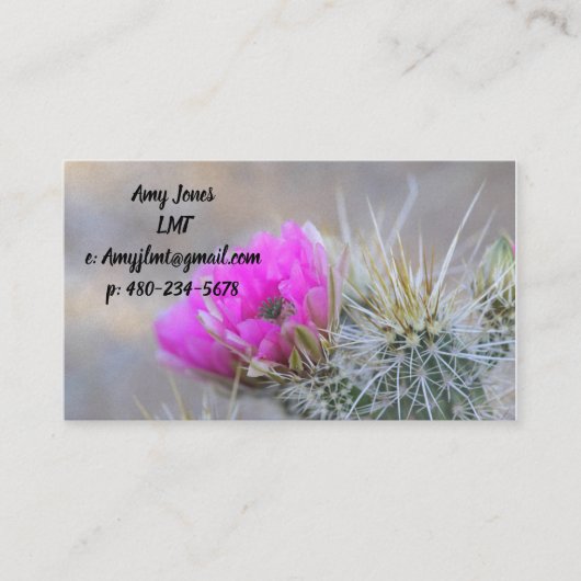 Roze cactuusbloemen visitekaartje (Voorkant)