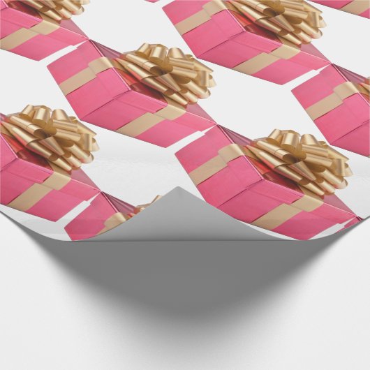 Roze Cadeau Gold Bow Gift Wrapping Paper Cadeaupapier (Hoek)