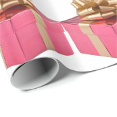 Roze Cadeau Gold Bow Gift Wrapping Paper Cadeaupapier (Rol Hoek)