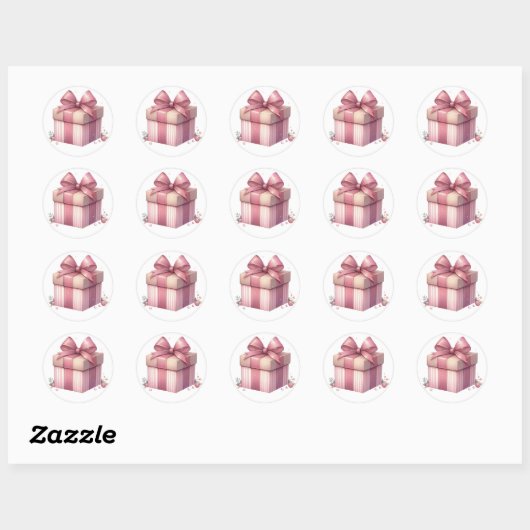 Roze Cadeau Stickers (Vel)