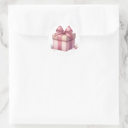 Roze Cadeau Stickers (Tas)