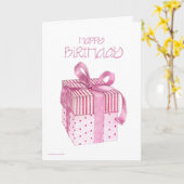 Roze cadeau Verjaardag Kaart (Gele Bloem)