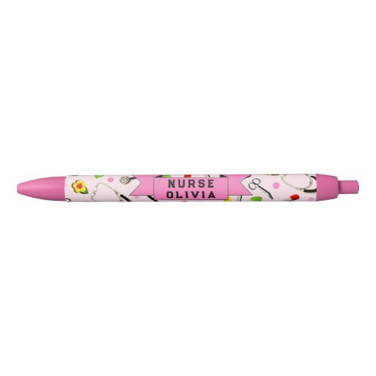 Roze cadeau voor Schattigee verpleegster Zwarte Inkt Pen (Voorkant)