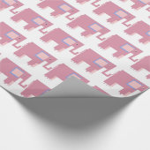 Roze cadeauomslag van olifanten cadeaupapier (Hoek)