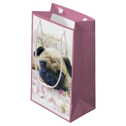 Roze cadeautas voor honden (Voorkant Gekanteld)