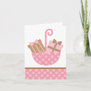 Roze cadeautjes in de vorm van paraplu bedankkaart