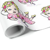 Roze cadeauverpakking met vliegende fee cadeaupapier (Rol Hoek)
