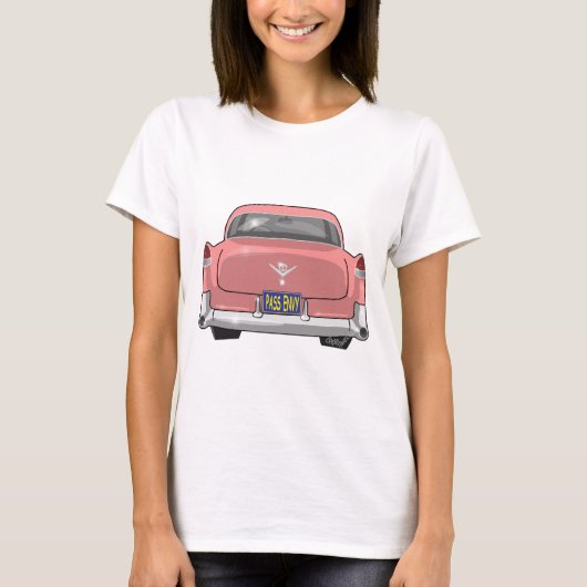 Roze Cadillac 1955 T-shirt (Voorkant)