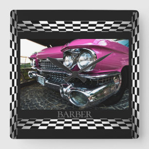 Roze Cadillac Black, witte cheques Vierkante Klok