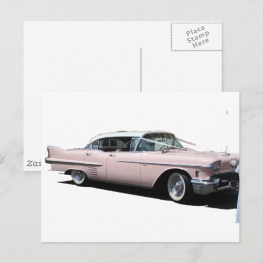 Roze Cadillac Briefkaart (Voorkant / Achterkant)
