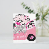 Roze Cadillac Briefkaart (Staand voorkant)