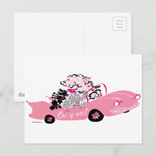 Roze Cadillac Briefkaart (Voorkant / Achterkant)