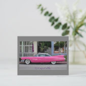 Roze  Cadillac Briefkaart (Staand voorkant)