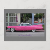 Roze Cadillac Briefkaart (Voorkant)