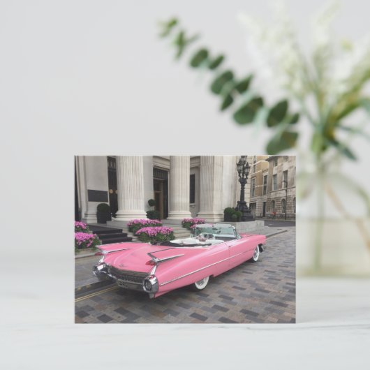 Roze Cadillac Briefkaart (Staand voorkant)