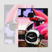 Roze Cadillac Briefkaart (Voorkant / Achterkant)