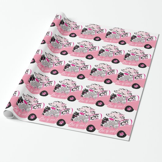Roze Cadillac Cadeaupapier (Uitgerold)