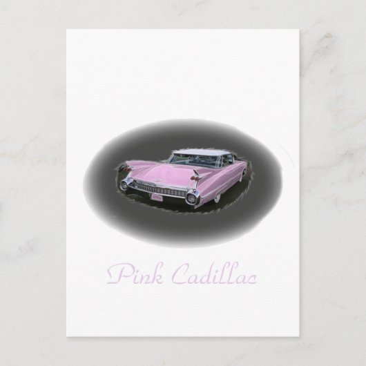 Roze Cadillac Flash Briefkaart (Voorkant)