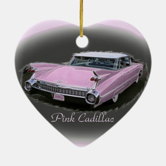 Roze Cadillac Flash Keramisch Ornament (Achterkant)
