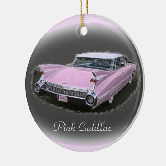 Roze Cadillac Flash Keramisch Ornament (Links)