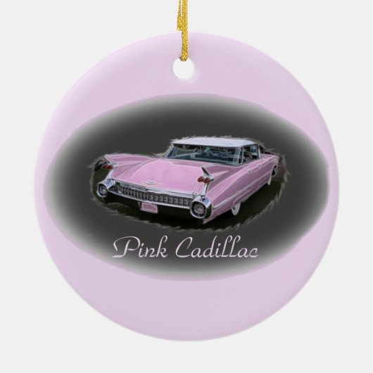Roze Cadillac Flash Keramisch Ornament (Achterkant)