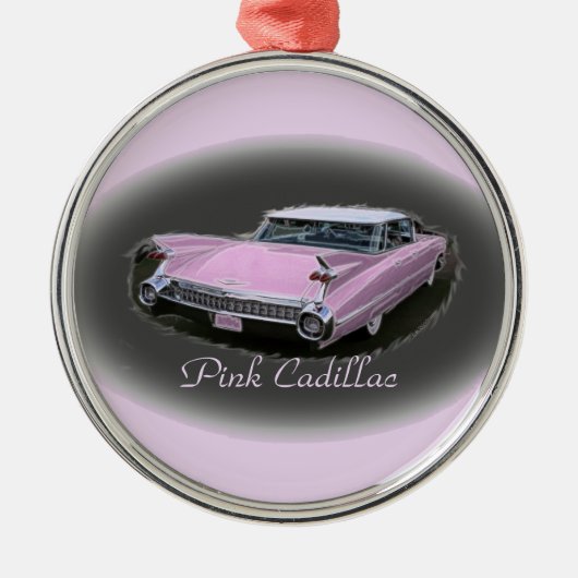 Roze Cadillac Flash Metalen Ornament (Voorkant)