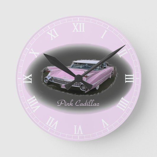 Roze Cadillac Flash Ronde Klok (Voorkant)