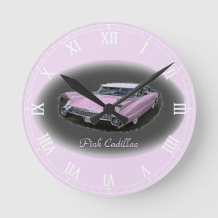 Roze Cadillac Flash Ronde Klok