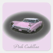 Roze Cadillac Flash Vierkante Sticker (Voorkant)