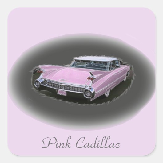 Roze Cadillac Flash Vierkante Sticker (Voorkant)
