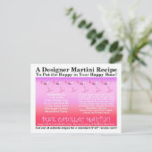 Roze Cadillac Martini Recept Kaart Briefkaart (Staand voorkant)