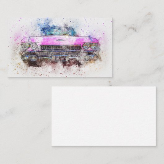 Roze Cadillac Visitekaartje (Voorkant / Achterkant)