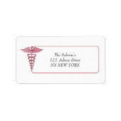 Roze caduceus Stethoscoop Verpleegkundige Afstudee Etiket (Voorkant)