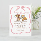 Roze Café Bébé Girl Baby Brunch Douche Uitnodiging (Staand voorkant)